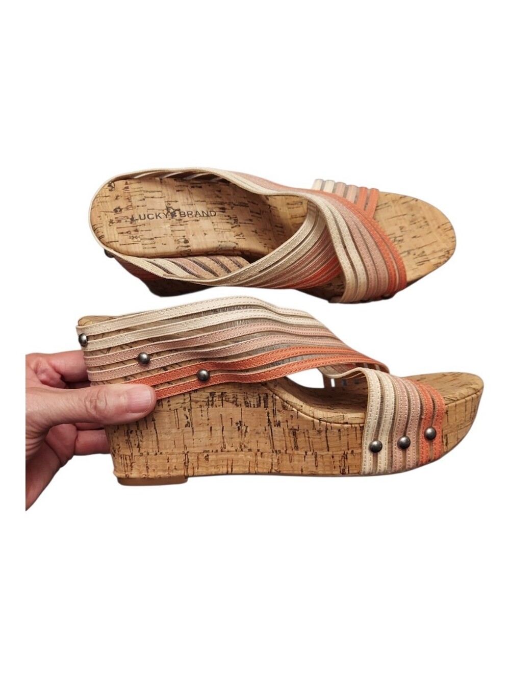 LUCKY BRAND McKayla Strappy Cork Platform Wedge Sandals 9